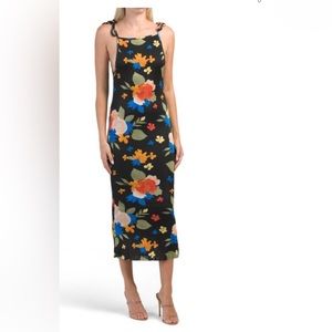 WeWoreWhat Black multi floral tie dress, size medium, NEW WITH TAGS (NWT)!